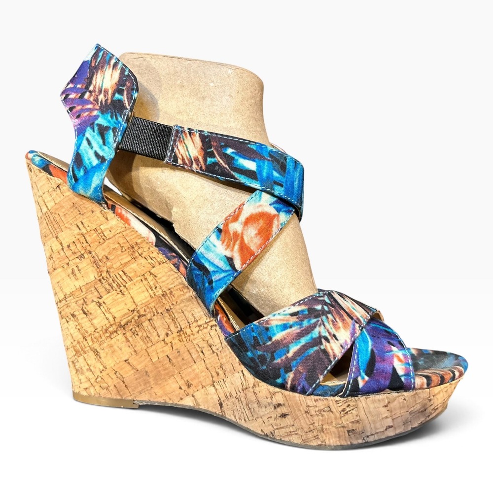 Chinese Laundry Marianne Floral Cork Platform Wedge Sandals Size 11/42.5